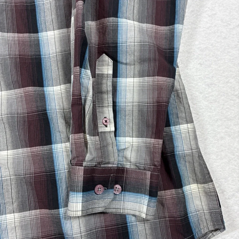 Cinch Shirt Mens Large Blue Red Plaid Button Down Long Sleeve Western Casual - Picture 2 of 10